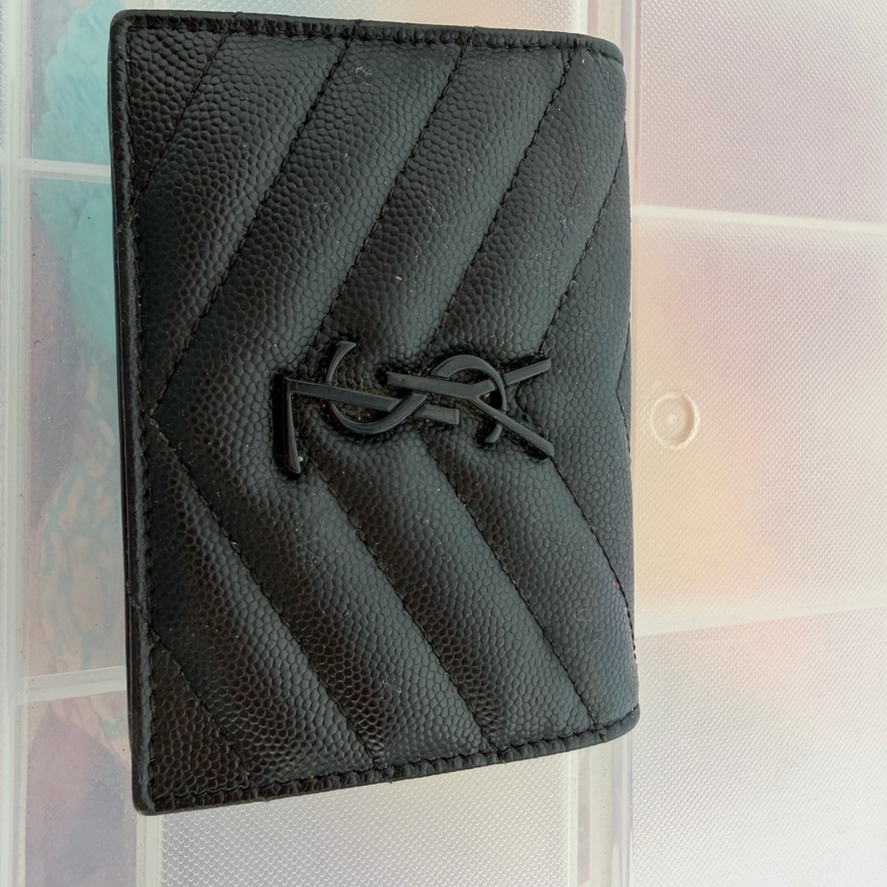 Yves Saint Laurent Quilted Black Card Holder